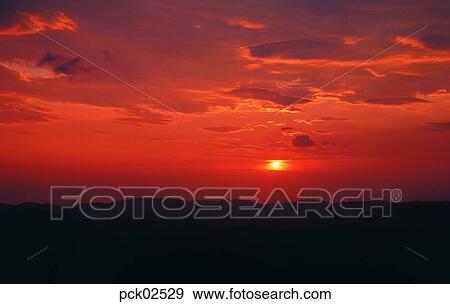 cloud, red sky, sunset, sunrise, ridgeline, outline View Large Photo Image Stock Photo - cloud, red sky, sunset, sunrise, ridgeline, outline. Fotosearch