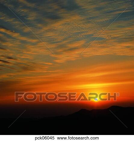 cloud, red sky, sunset, sunrise, ridgeline, outline View Large Photo Image Stock Photography - cloud, red sky, sunset, sunrise, ridgeline, outline. Fotosearch