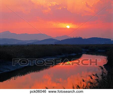 river, riverside, light, ray, beam, cloud, red sky View Large Photo Image Stock Photograph - river, riverside, light, ray, beam, cloud, red sky. Fotosearch