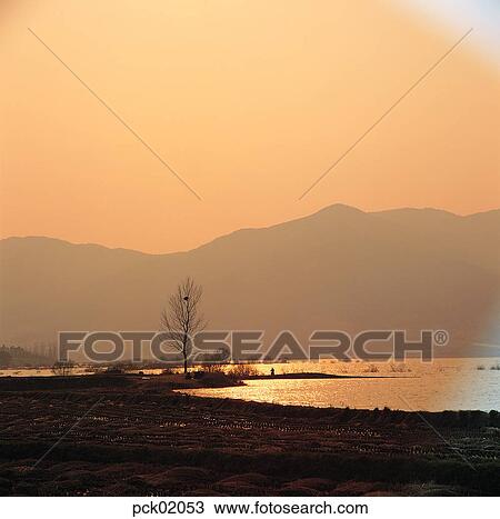 river, riverside, riverside village, tree, red sky, sunset, sunrise View Large Photo Image Stock Image - river, riverside, riverside village, tree, red sky, sunset, sunrise. Fotosearch