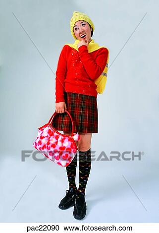 bag, Oriental, muffler, model, hat, cap, wearing a hat View Large Photo Image Stock Image - bag, Oriental, muffler, model, hat, cap, wearing a hat. Fotosearch