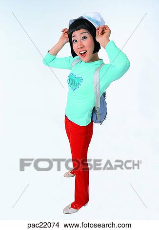 Picture - Oriental, model, hat, cap, person, people. Fotosearch