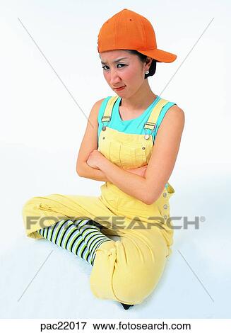 Oriental, overalls, model, hat, cap, wearing a hat, person View Large Photo Image Stock Photo - Oriental, overalls, model, hat, cap, wearing a hat, person. Fotosearch