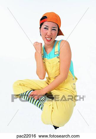 Oriental, overalls, model, wearing a hat, smile, person, people View Large Photo Image Stock Photograph - Oriental, overalls, model, wearing a hat, smile, person, people. Fotosearch