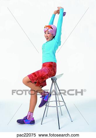 Stock Photography - stretch oneself, Oriental, model, person, people, men. Fotosearch