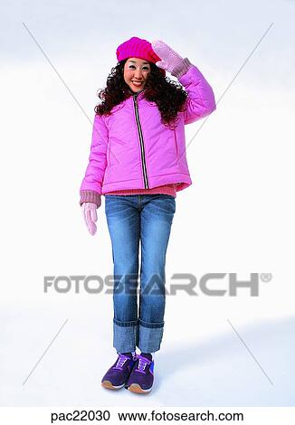 winter, Oriental, model, mitten, person, people View Large Photo Image Stock Image - winter, Oriental, model, mitten, person, people. Fotosearch