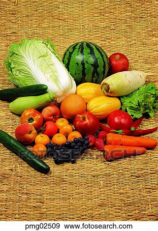 Stock Photo - apple, farm products, cabbage, radish, carrot, agricultural products. Fotosearch