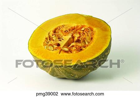 Stock Image - half, farm products, sweet pumpkin, slice, section, agricultural products. Fotosearch