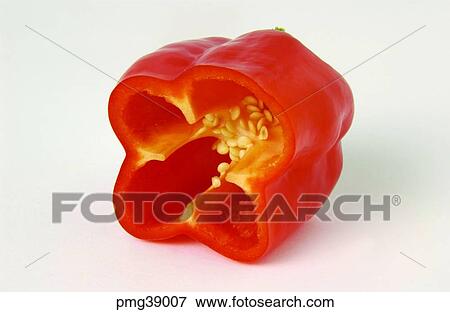 Stock Photo - red pimento, farm products, half, slice, section, agricultural products. Fotosearch