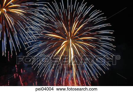 Picture - neon, night, flame, blaze, spark, fireworks display. Fotosearch
