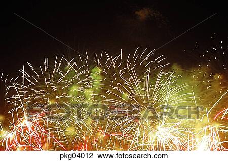 Stock Image - neon, night, flame, blaze, spark, fireworks display. Fotosearch