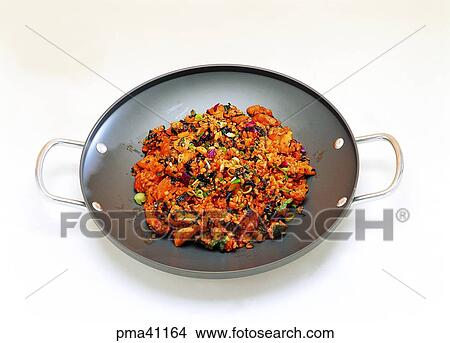 Picture - fried rice, indoor, cook, cooking, food, dish. Fotosearch