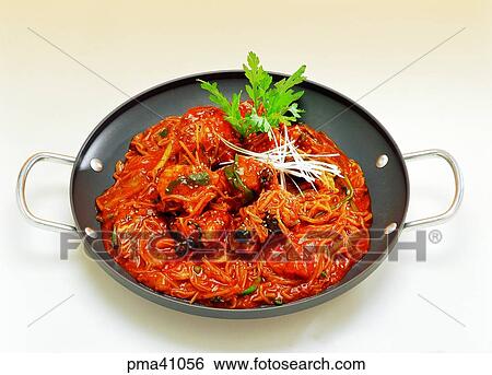 Stock Photograph - indoor, steamed angler-fish, steamed sea devil, aguggim, cook, cooking. Fotosearch
