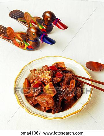 Stock Photo - steamed ribs without bones, steamed ribs of cow, indoor, cook, cooking, food. Fotosearch