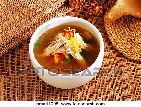 Stock Photography - thick beef soup, gomtang, thick beef soup with chicken, dakgomtang, aiding virility, food to aid virility. Fotosearch
