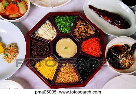 wooden vessel with nine spaces, side dish, indoor, cook, cooking, food View Large Photo Image Stock Photography - wooden vessel with nine spaces, side dish, indoor, cook, cooking, food. Fotosearch