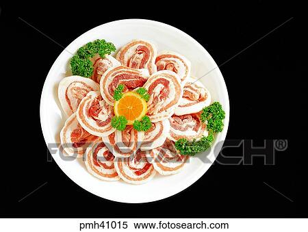 Stock Photography - meat dish, pork, Korean style bacon, Samgyupsal, indoor, cook. Fotosearch
