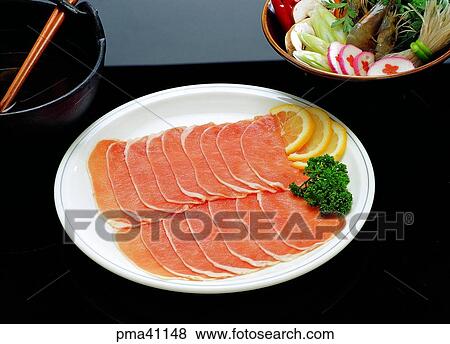 meat, meat dish, pork, fresh meat, shabushabu, soup with sliced meat and vegetables View Large Photo Image Stock Photo - meat, meat dish, pork, fresh meat, shabushabu, soup with sliced meat and vegetables. Fotosearch