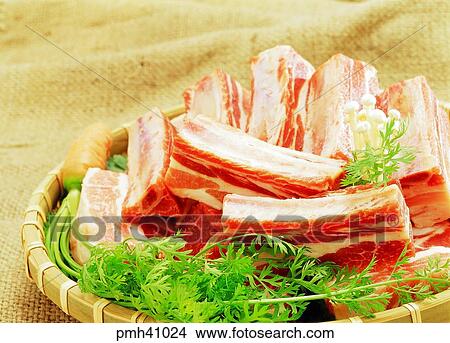 meat, meat dish, pork, fresh ribs of pork, fresh meat, indoor View Large Photo Image Picture - meat, meat dish, pork, fresh ribs of pork, fresh meat, indoor. Fotosearch