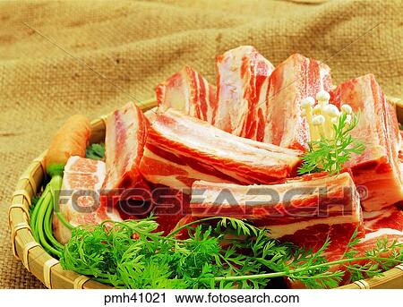 meat, meat dish, pork, fresh ribs of pork, fresh meat, indoor View Large Photo Image Stock Image - meat, meat dish, pork, fresh ribs of pork, fresh meat, indoor. Fotosearch