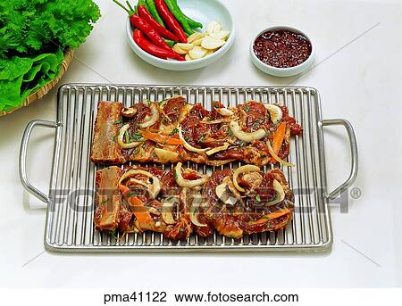 Stock Image - ribs without bones, meat, meat dish, pork, beef, beef. Fotosearch