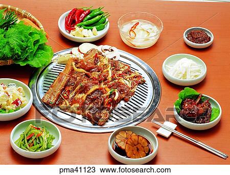 Stock Image - ribs without bones, meat, meat dish, pork, beef, beef. Fotosearch
