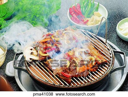 Stock Photo - ribs without bones, meat, meat dish, pork, beef, beef. Fotosearch