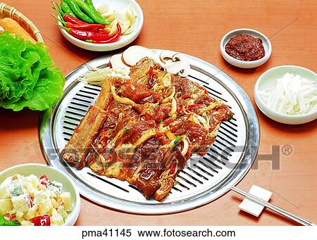 ribs without bones, meat, meat dish, pork, side dish, roasted meat or fish on the charcoal fire View Large Photo Image Stock Photography - ribs without bones, meat, meat dish, pork, side dish, roasted meat or fish on the charcoal fire. Fotosearch