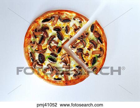 Stock Image - Mushroom Pizza, Western food, indoor, style, cook, cooking. Fotosearch
