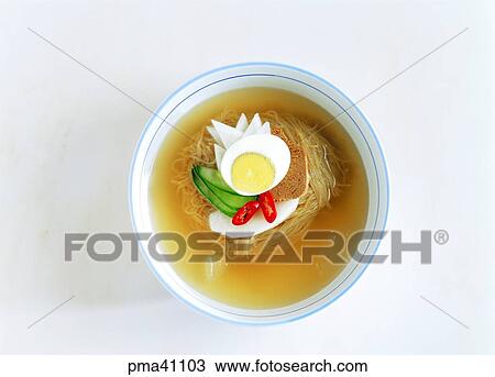 Stock Image - cold noodles, noodles, cold noodles, powdered food, flour-based food, objects. Fotosearch