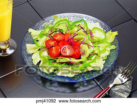 Stock Image - fruits, fruit, fruits and vegetables salad, desert, objects, things. Fotosearch