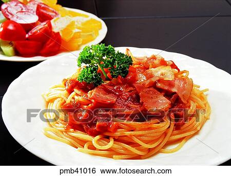 noodles, bacon spaghetti, powdered food, flour-based food, objects, things View Large Photo Image Stock Photograph - noodles, bacon spaghetti, powdered food, flour-based food, objects, things. Fotosearch