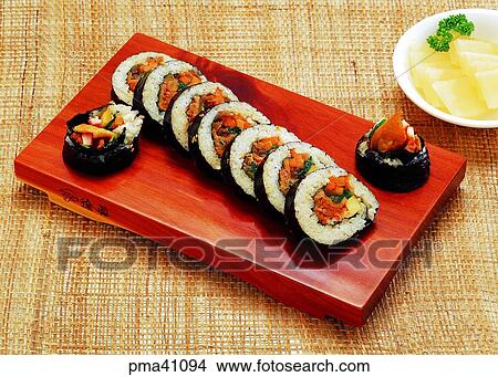rice with seaweed, gimbab, rice with seaweed and kimchi, kimchi gimbab, yellow radish, pickled radish, powdered food View Large Photo Image Picture - rice with seaweed, gimbab, rice with seaweed and kimchi, kimchi gimbab, yellow radish, pickled radish, powdered food. Fotosearch