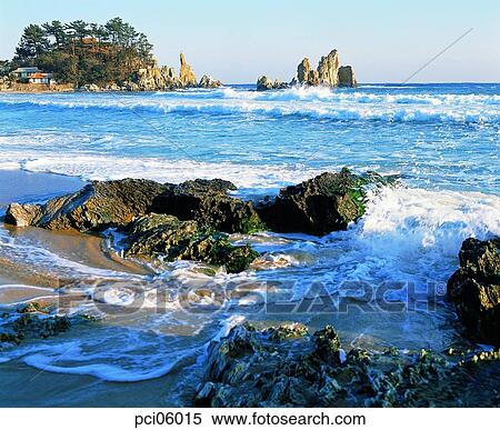 sea, landscape, scenery, scene, view, gentle waves, rocky island View Large Photo Image Stock Photography - sea, landscape, scenery, scene, view, gentle waves, rocky island. Fotosearch