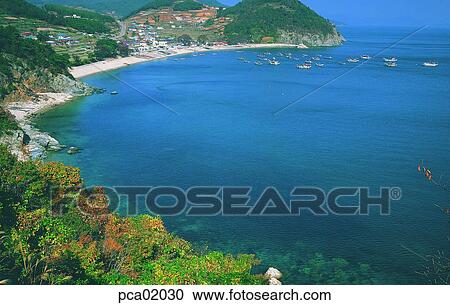 Stock Image - seaside, beach, seashore, sea, landscape, scenery, scene. Fotosearch