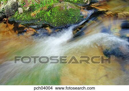 Picture - mountain stream, running water, brook, rivulet, brook, rivulet, landscape. Fotosearch