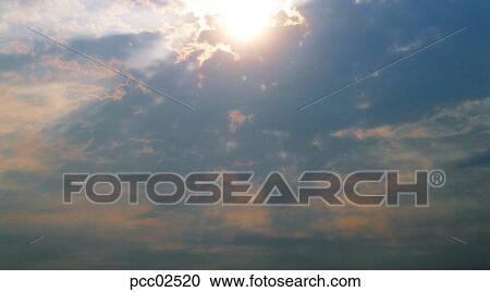 Stock Image - cloud, sky, sunrise, altostratus, black clouds, dark clouds, nature. Fotosearch
