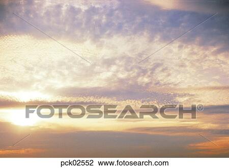 Stock Image - red sky, sunrise, sunset, cloud, sky, sunset, sundown. Fotosearch