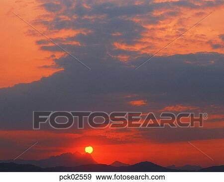 red sky, sunrise, sunset, cloud, sky, sunset, sundown View Large Photo Image Stock Photo - red sky, sunrise, sunset, cloud, sky, sunset, sundown. Fotosearch