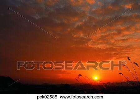 red sky, sunrise, sunset, cloud, sky, sunset, sundown View Large Photo Image Stock Photography - red sky, sunrise, sunset, cloud, sky, sunset, sundown. Fotosearch