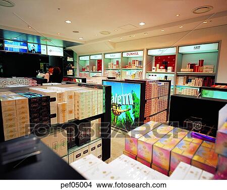 duty-free shop, cigarette, tobacco, store, shop, display, goods View Large Photo Image Picture - duty-free shop, cigarette, tobacco, store, shop, display, goods. Fotosearch