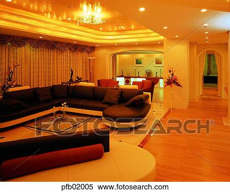 Stock Photography - living room interior, furniture, table, sofa, light, illumination, floor. Fotosearch