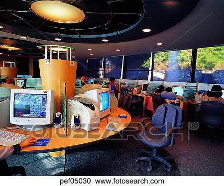 PC room, computer, game, amusement hall, monitor, chair, bench View Large Photo Image Stock Image - PC room, computer, game, amusement hall, monitor, chair, bench. Fotosearch