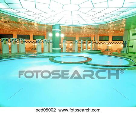 Stock Image - sauna, bathroom, cold water, boiling water, glass, mirror, bath. Fotosearch