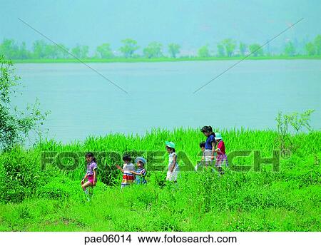 children, child, kid, nature, several people, some people, river View Large Photo Image Picture - children, child, kid, nature, several people, some people, river. Fotosearch