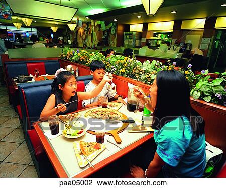 eating out, dining out, pizza, family, mother and children, restaurant, brothers and sisters View Large Photo Image Stock Image - eating out, dining out, pizza, family, mother and children, restaurant, brothers and sisters. Fotosearch