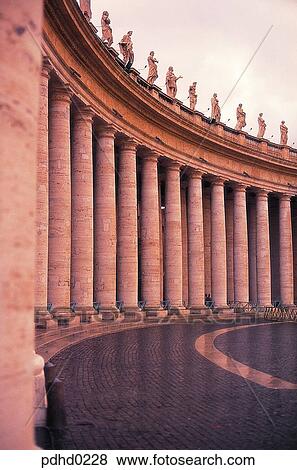 Stock Photo - San Pietro Basilica corridor, San Pietro Basilica, corridor, pillar, pole, plaza, Rome. Fotosearch
