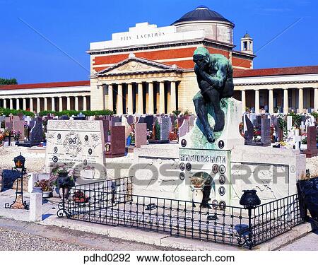 Stock Image - Verona, National Cemetery, Verona National Cemetery, Rodin, Le Penseur, sculpture, molding. Fotosearch