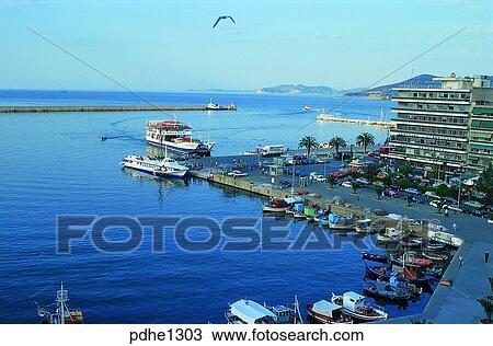 Stock Image - Greeceharbor, Kabala, Macedonia region, Greece, city, cities, Mediterranean. Fotosearch
