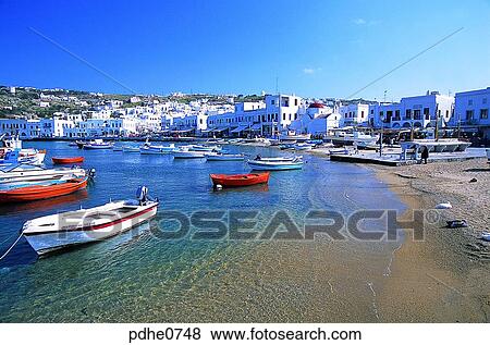 Mikonos, harbor city, cities, breakwater, bulwark, mole, dock View Large Photo Image Stock Photo - Mikonos, harbor city, cities, breakwater, bulwark, mole, dock. Fotosearch